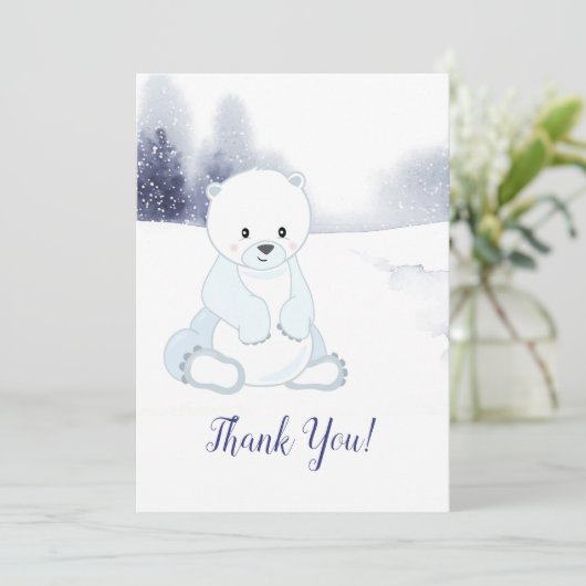 Schattige Polar Beer Baby shower Dank u Bedankkaart (Staand voorkant)