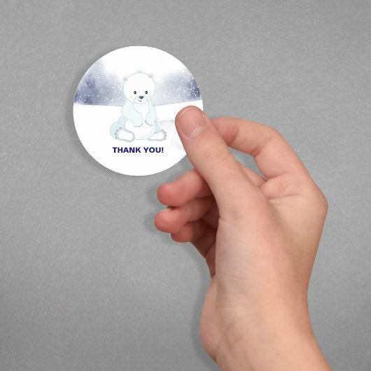 Schattige Polar Beer Baby shower Dank u Ronde Sticker