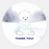 Schattige Polar Beer Baby shower Dank u Ronde Sticker (Voorkant)