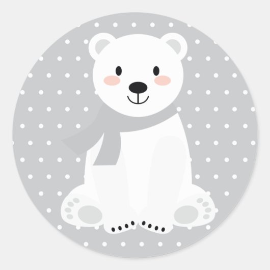 Schattige Polar Beer Baby shower Grijs Ronde Sticker (Voorkant)