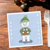Schattige Polar Beer Blauw Kerstpapier servet
