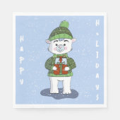 Schattige Polar Beer Blauw Kerstpapier servet (Voorkant)