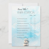 Schattige Polar Beer Blauw Winter Baby shower Game Bedankkaart (Voorkant)