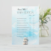 Schattige Polar Beer Blauw Winter Baby shower Game Bedankkaart (Staand voorkant)