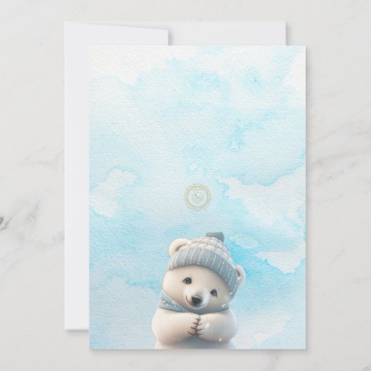 Schattige Polar Beer Blauw Winter Baby shower Game Bedankkaart (Achterkant)