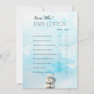 Schattige Polar Beer Blauw Winter Baby shower Game Bedankkaart
