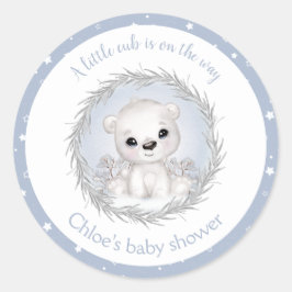 Schattige Polar Beer Blauw Winter Jongen Baby show Ronde Sticker