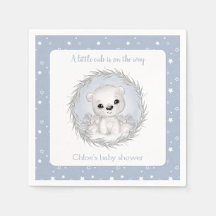 Schattige Polar Beer Blauw Winter Jongen Baby show Servet