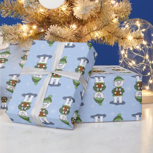 Schattige Polar Beer Blue Holiday Wrapping Paper Cadeaupapier (Feestdagen)