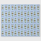 Schattige Polar Beer Blue Holiday Wrapping Paper Cadeaupapier (Vlak)