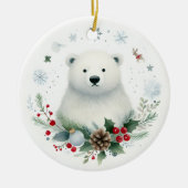 Schattige Polar Beer Boy Baby Eerste kerst Keramisch Ornament (Voorkant)