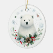 Schattige Polar Beer Boy Baby Eerste kerst Keramisch Ornament (Links)