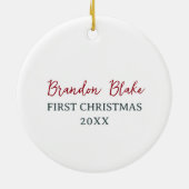 Schattige Polar Beer Boy Baby Eerste kerst Keramisch Ornament (Achterkant)