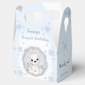 Schattige Polar Beer Boy Winter Blauw 1e Verjaarda Bedankdoosjes (Geopend)