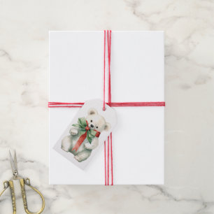 Schattige Polar Beer Dierlijke Waterverf Gift Labe Cadeaulabel