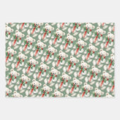 Schattige Polar Beer Dierlijke Waterverf Groen Inpakpapier Vel (Voorkant)