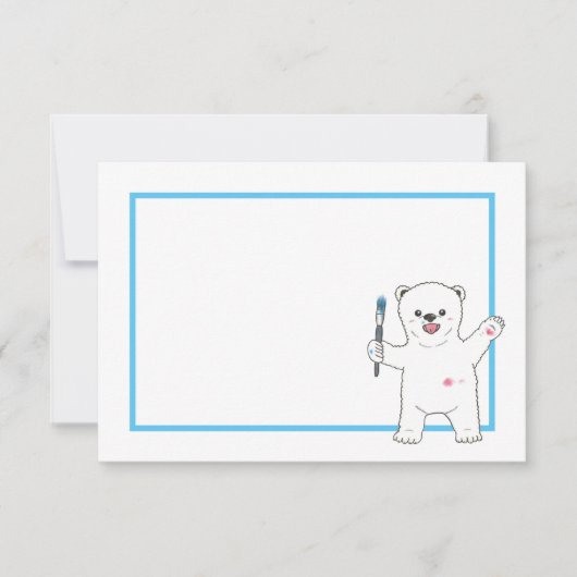 Schattige Polar beer Eenvoudige Platte Tekening /  Bedankkaart (Voorkant)