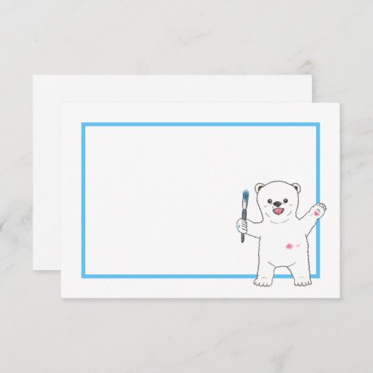 Schattige Polar beer Eenvoudige Platte Tekening /  Bedankkaart (Voorkant / Achterkant)