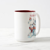 Schattige Polar Beer en Penguin Friends Kerst Mok (Voorkant rechts)