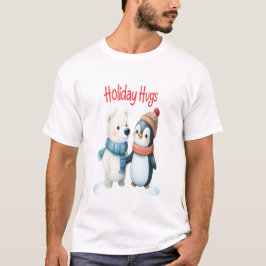 Schattige Polar Beer en Penguin Vrienden Kerst T-shirt