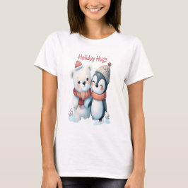 Schattige Polar Beer en Penguin Vrienden Kerst T-shirt