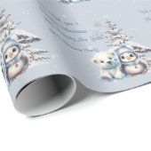 Schattige Polar Beer en Pinguïn Noordpool Kerstmis Cadeaupapier (Rol Hoek)