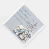 Schattige Polar Beer en Pinguïn Noordpool Kerstmis Servet (Hoek)