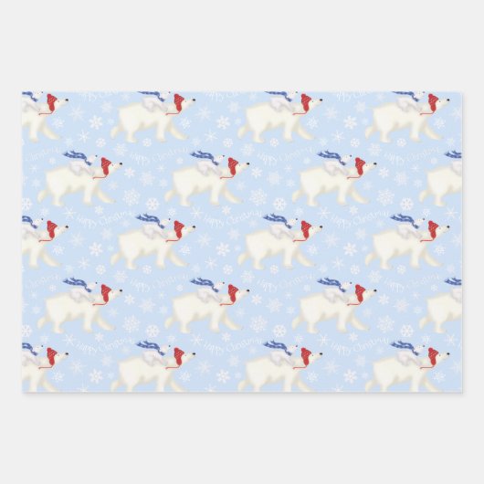 Schattige polar beer en welp kerst wrapping papier inpakpapier vel (Voorkant 3)