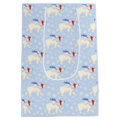 Schattige polar beer en welp kerstcadeauzak medium cadeauzakje (Achterkant)