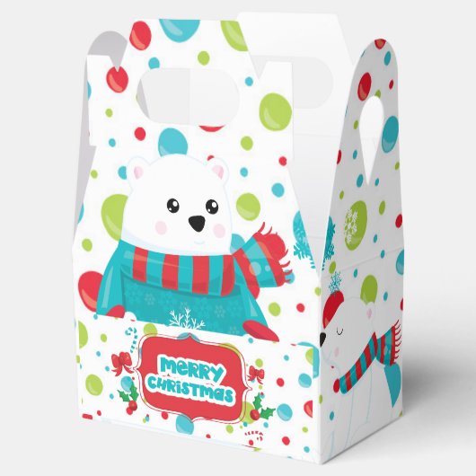 Schattige polar beer familie winter vrolijk kerstf bedankdoosjes (Geopend)