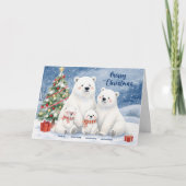 Schattige Polar Beer Familienaam Kerst Kaart (Voorkant)