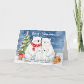 Schattige Polar Beer Familienaam Kerst Kaart (Voorkant)