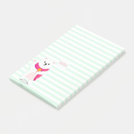 Schattige Polar Beer | Gepersonaliseerde briefjes Post-it® Notes (Schuin)