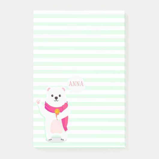 Schattige Polar Beer | Gepersonaliseerde briefjes Post-it® Notes (Voorkant)