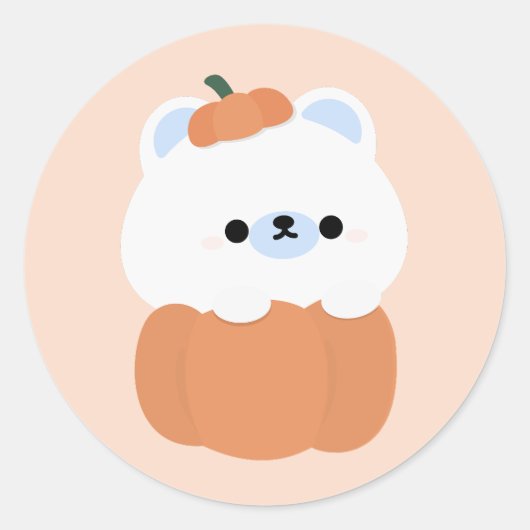 Schattige Polar Beer Halloween Ronde Sticker (Voorkant)