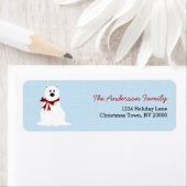 Schattige Polar Beer Ice Blue Christmas Adreslabel Etiket (Insitu)