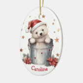 Schattige Polar Beer in Bucket Kinder Kerst Keramisch Ornament (Links)