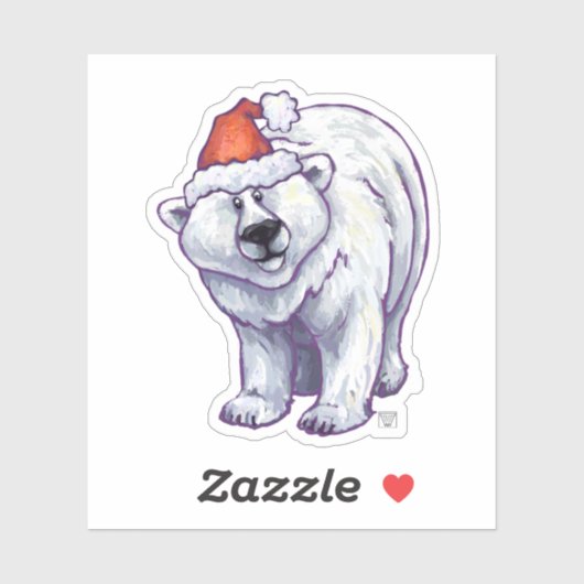 Schattige Polar Beer in een Santa Hat Sticker (Vel)
