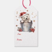 Schattige Polar Beer in Kerstemmer Cadeaulabel (Achterkant)