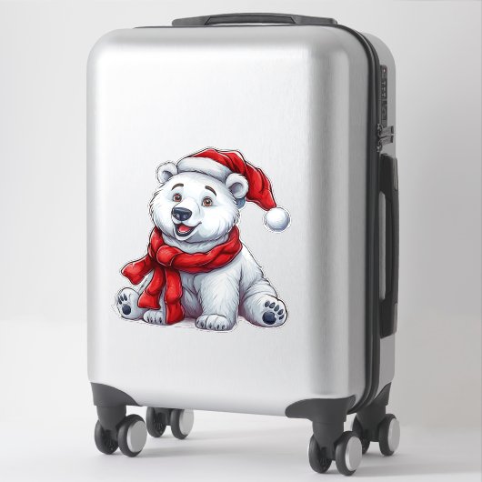 Schattige Polar Beer in Santa Hat en Scarf Sticker (Koffer)
