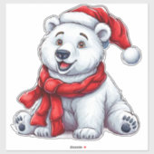Schattige Polar Beer in Santa Hat en Scarf Sticker (Vel)