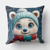 Schattige Polar Beer in Winter Scarf Kussen (Achterkant)