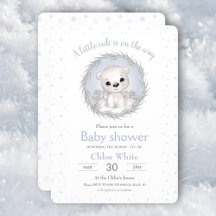 Schattige Polar Beer Jongen Wit Baby shower Uitnod
