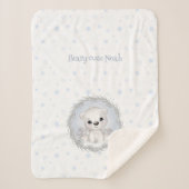 Schattige Polar Beer Jongensnaam Winter Warm Wit B Sherpa Deken (Voorkant)