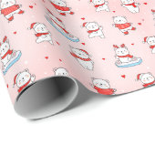 Schattige Polar Beer Kerst Naadloos Patroon Cadeaupapier (Rol Hoek)