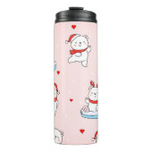 Schattige Polar Beer Kerst Naadloos Patroon Thermosbeker (Voorkant)