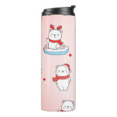 Schattige Polar Beer Kerst Naadloos Patroon Thermosbeker (Gedraaid links)