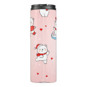 Schattige Polar Beer Kerst Naadloos Patroon Thermosbeker (Achterkant)