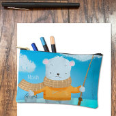 Schattige Polar Beer Kind Potlood Pouch met Naam Etui