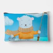 Schattige Polar Beer Kind Potlood Pouch met Naam Etui (Achterkant)